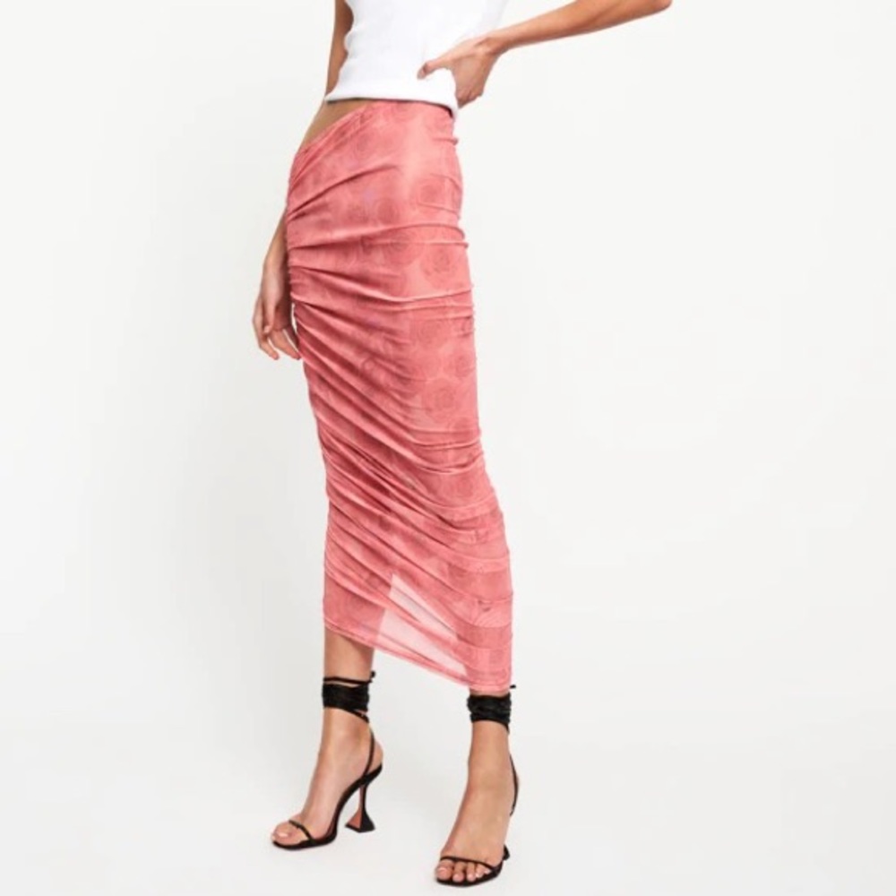 Lioness Goddess Midi Skirt in Roses